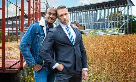 American well-built Alex Mecum and black muscular Trent King in hard interracial