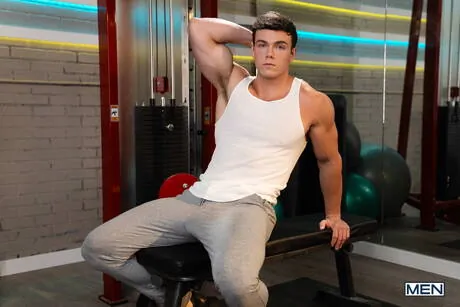 Two american dudes strong bull Clark Reid and well-built Colton Reece shows a