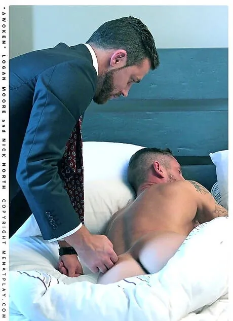 Dutch hunky guy Logan Moore and english muscular Nick North fuck ass after